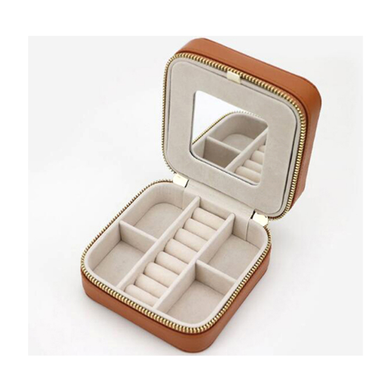 Leather storage box ring earrings portable jewelry box female3